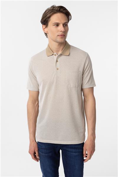 Bej Regular Armürlü Polo Yaka Tişört