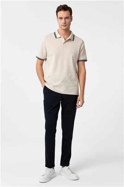 Bej Regular Armürlü Polo Yaka Tişört