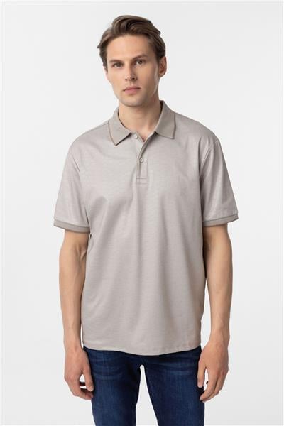 Bej Regular Baskılı Polo Yaka Tişört