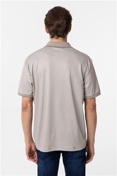 Bej Regular Baskılı Polo Yaka Tişört