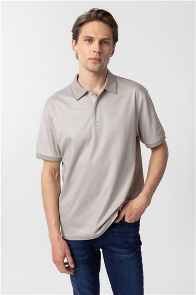 Bej Regular Baskılı Polo Yaka Tişört
