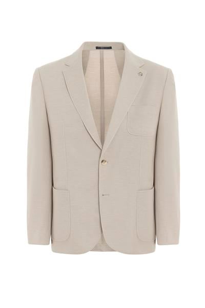 Bej Regular Desenli Mono Yaka 6 Drop Ceket