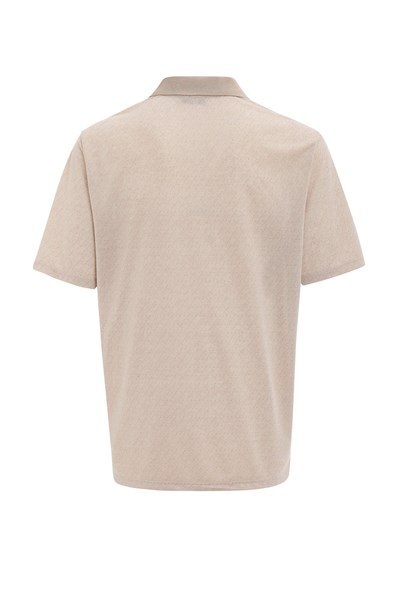 Bej Regular Desenli Polo Yaka Tişört