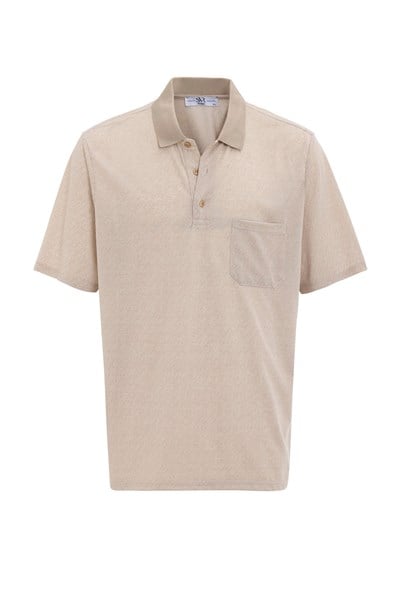 Bej Regular Desenli Polo Yaka Tişört