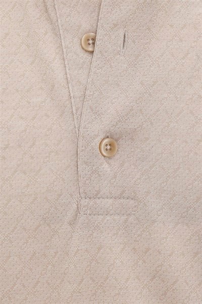 Bej Regular Desenli Polo Yaka Tişört
