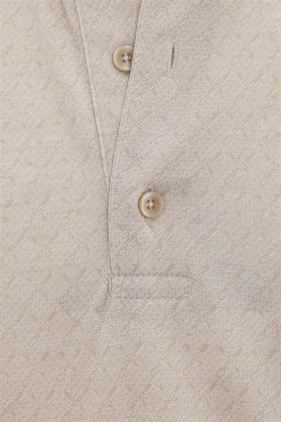 Bej Regular Desenli Polo Yaka Tişört