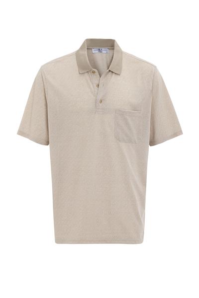 Bej Regular Desenli Polo Yaka Tişört