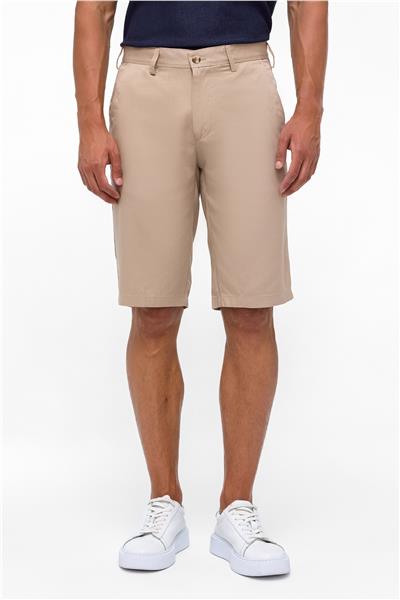 Bej Regular Düz Bermuda Şort