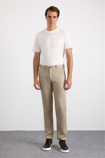 Bej Regular Düz Düz Normal Bel Standart Jogger Pantolon