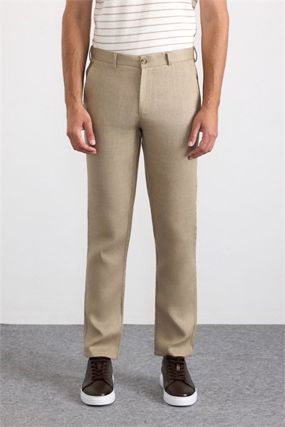 Bej Regular Düz Düz Normal Bel Standart Jogger Pantolon