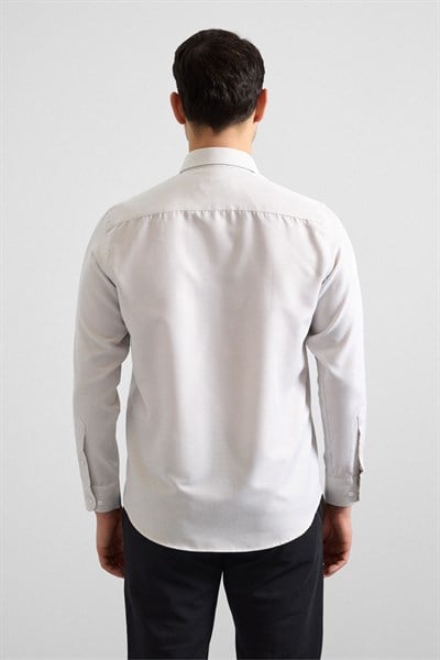 Bej Regular Klasik Yaka Casual Gömlek