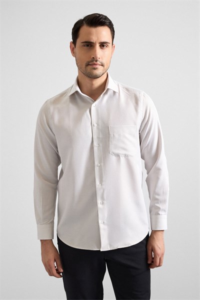 Bej Regular Klasik Yaka Casual Gömlek