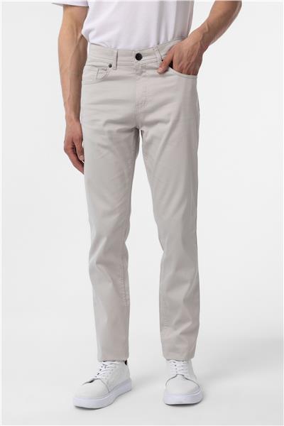 Bej Slim Fit 5 Cep Kalıp Armürlü Kanvas Pantolon