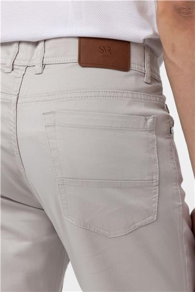 Bej Slim Fit 5 Cep Kalıp Armürlü Kanvas Pantolon