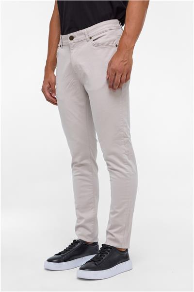 Bej Slim 5 Cep Kalıp Armürlü Kanvas Pantolon