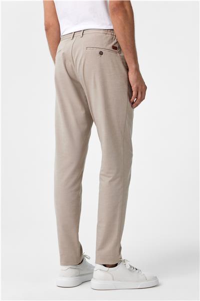 Bej Slim Fit Armürlü Jogger Pantolon