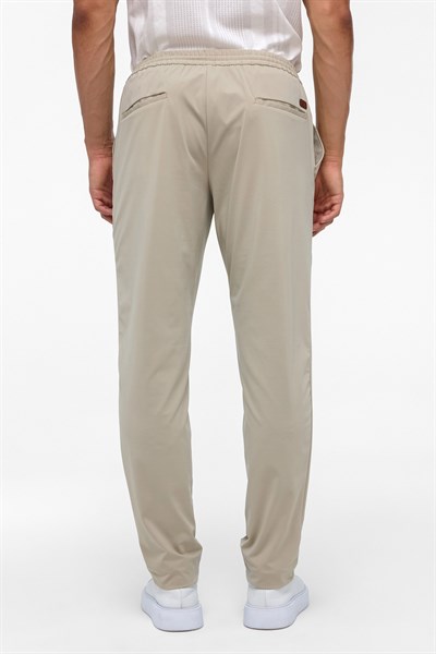 Bej Slim Armürlü Jogger Pantolon