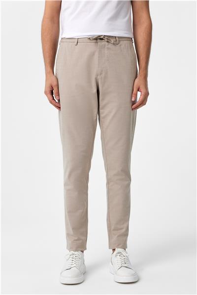 Bej Slim Fit Armürlü Jogger Pantolon