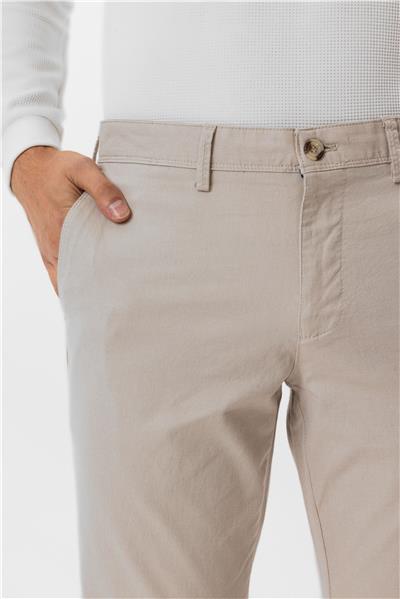 Bej Slim Fit Armürlü Kanvas Pantolon