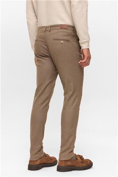 Bej Slim Armürlü Pantolon