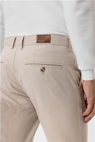 Bej Slim Fit Armürlü Kanvas Pantolon