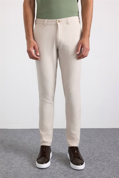 Bej Slim Casual Pantolon