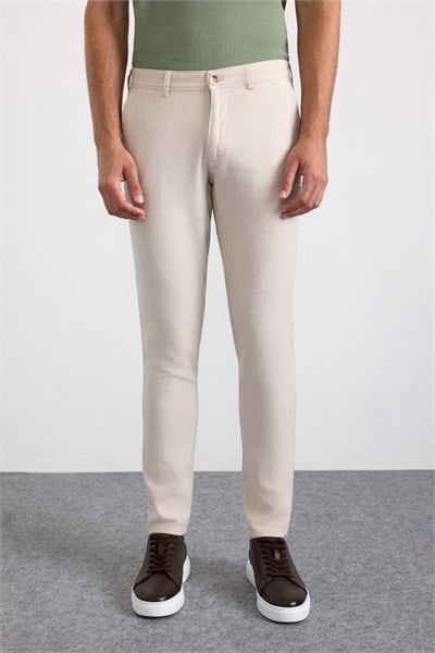 Bej Slim Casual Pantolon