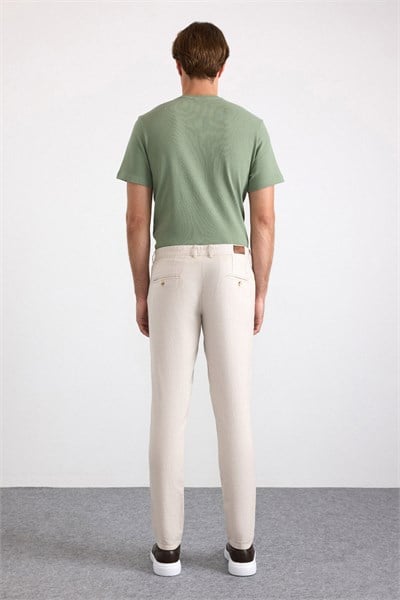 Bej Slim Casual Pantolon