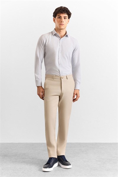 Bej Slim Casual Pantolon