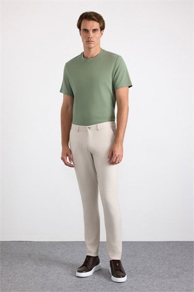 Bej Slim Casual Pantolon
