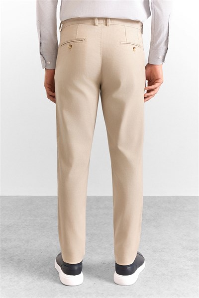 Bej Slim Casual Pantolon