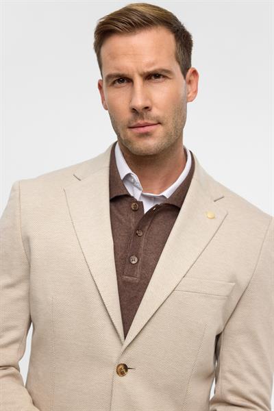 Bej Slim Desenli Mono Yaka 6 Drop Ceket