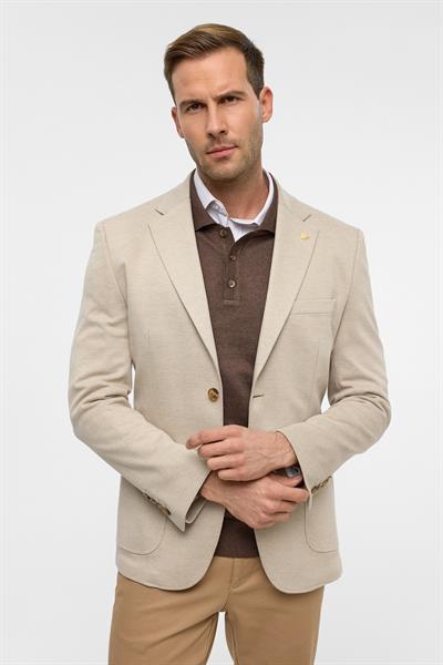 Bej Slim Desenli Mono Yaka 6 Drop Ceket