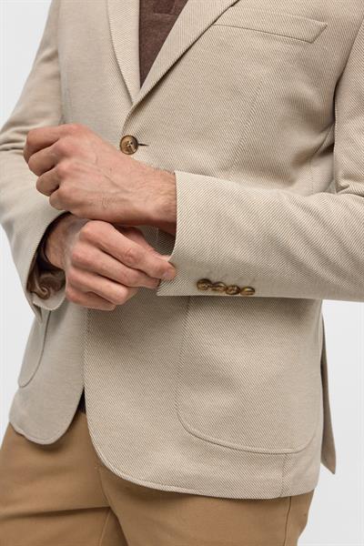 Bej Slim Desenli Mono Yaka 6 Drop Ceket