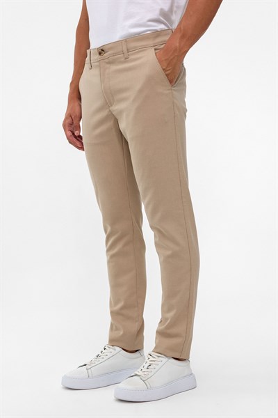 Bej Slim Desenli Pantolon