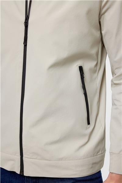 Bej Slim Düz Dik Yaka Mont