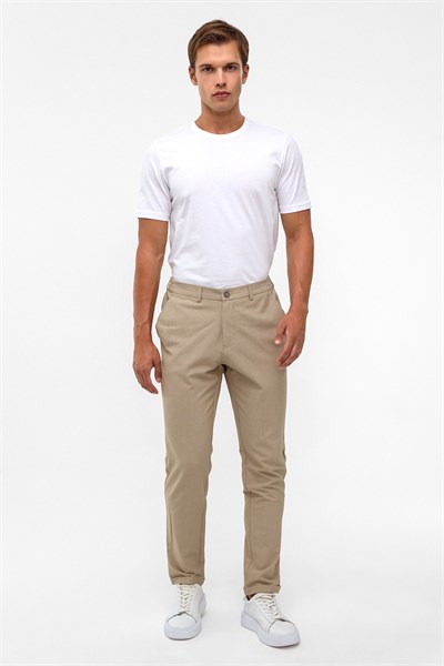 Bej Slim Düz Jogger Pantolon