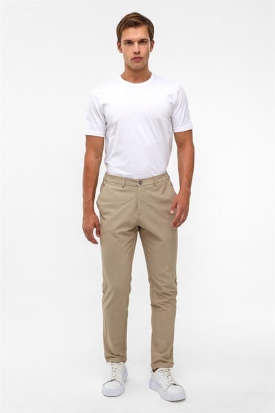 Bej Slim Düz Jogger Pantolon