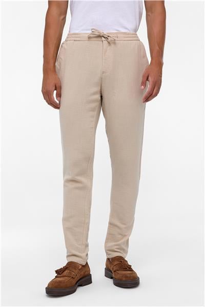 Bej Slim Düz Jogger Pantolon