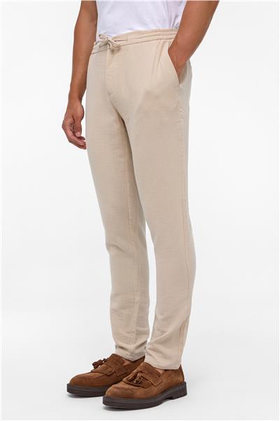 Bej Slim Düz Jogger Pantolon