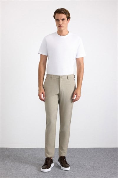 Bej Slim Düz Jogger Pantolon