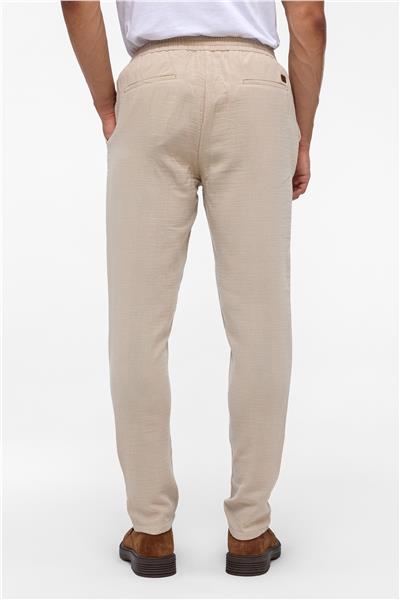 Bej Slim Düz Jogger Pantolon