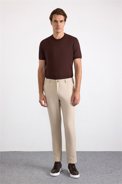 Bej Slim Düz Jogger Pantolon
