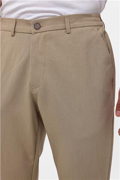 Bej Slim Düz Jogger Pantolon