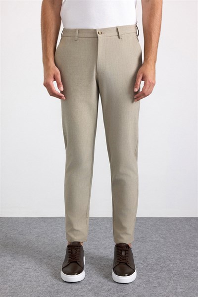 Bej Slim Düz Jogger Pantolon