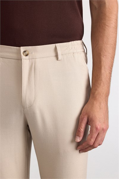 Bej Slim Düz Jogger Pantolon