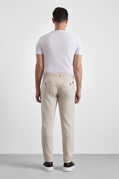 Bej Slim Düz Jogger Pantolon