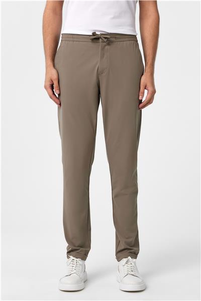 Bej Slim Fit Düz Jogger Pantolon