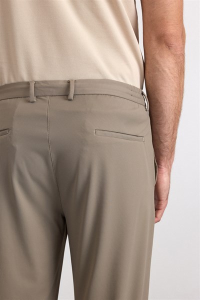 Bej Slim Düz Jogger Pantolon