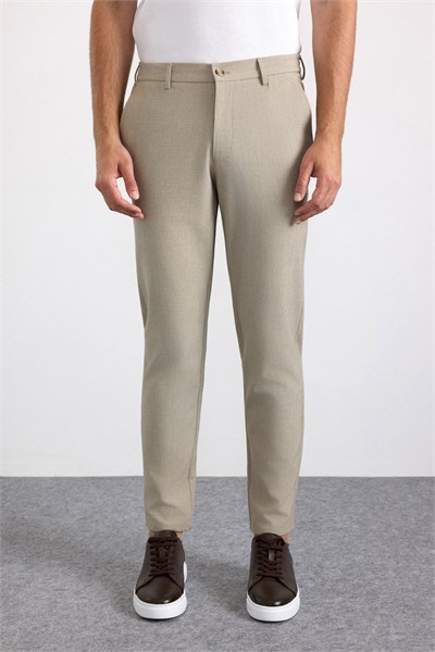 Bej Slim Düz Jogger Pantolon